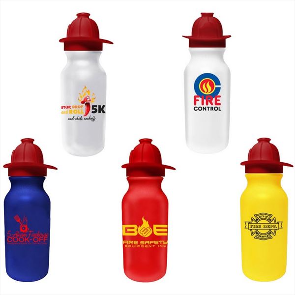 DA67800 20 OZ. Value Cycle Bottle With Fireman Helmet Cap And Custom Imprint